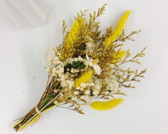 Boho Yellow Dried Flower Bouquet, Wedding Decor