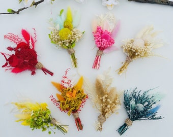 Mini ramo de flores secas, decoración de mesa boho colorida, regalo para damas de honor