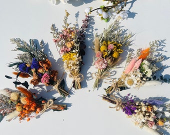 Mini Dried Flower Bouquets - Real Flowers & Grasses Boho