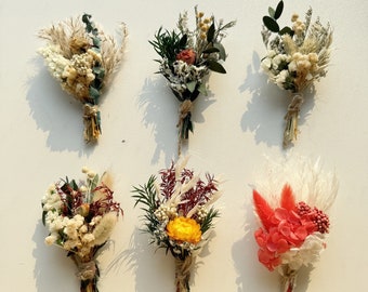 Boho Mini Dried Flower Bouquets Boutonniere,Rustic Wedding Favors,Small Flowers,Corsages,Wedding Boutonniere,Boho Cake Flowers,Wedding Gifts