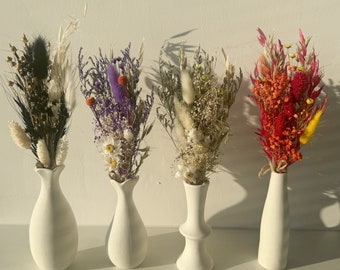 Small Dried Flower Bouquet with Vase Options,Mini Dried Flowers in VaseBud Vase with Flowers,Wedding Cake Flowers,Boho Home Decor Gift,Gifts