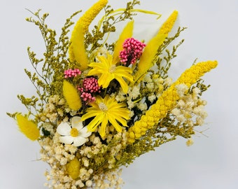 Volledig natuurlijk bruidsboeket met gedroogde bloemen: handgemaakt bohodecor