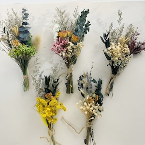 Mini ramo de flores secas naturales, ramo de flores secas boho, flor seca pequeña, boutonniere, arreglos de flores secas, ramo seco, regalo de carta