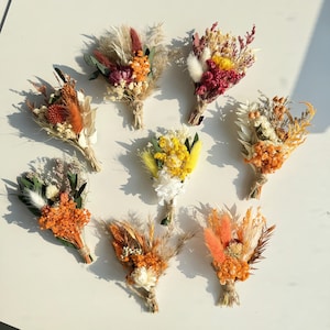 Autumn Dried Flower Boutonniere,Neutral Bouquet,Boho Mini Dried Bouquet,Rustic Wedding Flower,Bride And Groom Flowers,Small Flowers,Gifts