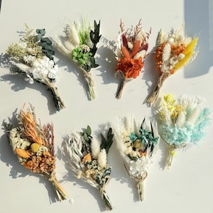 Flores secas 100 % naturales, mini ramo bohemio, decoración de bodas, decoración de mesa, regalo de baby shower, arreglo de jarrón, regalo de dama de honor, regalo de buzón