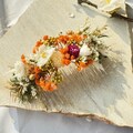 Burnt Orange Dried Flower Hair Comb: Boho Rustic Wedding, Natural Wedding Bridal Accessories