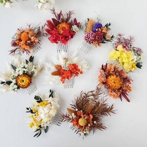 Boho Dried Flower Hair Comb,Autumn Wedding Hair Accessories,Bridal Hair Pins,Girl&#39;s Hair Comb,Boutonniere,Wrist Corsage,Wedding Wild Flower