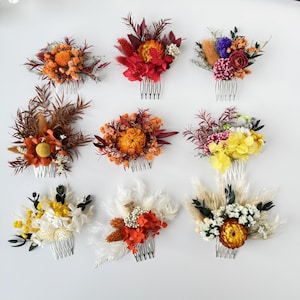 Natural Real Dried Flower Hair Comb,Boho Flower Hair Pins,Girl&#39;s Hair Comb,Bride Hair Comb,Rustic Pocket Boutonniere,Wedding Hair Accessorie