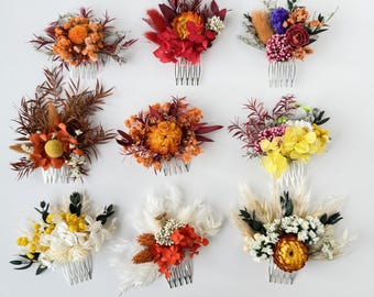 Dried Flower Hair Comb: Boho Wedding Hair Accessories