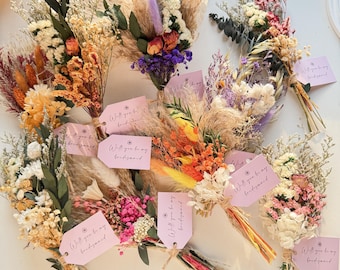 Mini ramo de flores secas: regalo bohemio para dama de honor, boda rústica