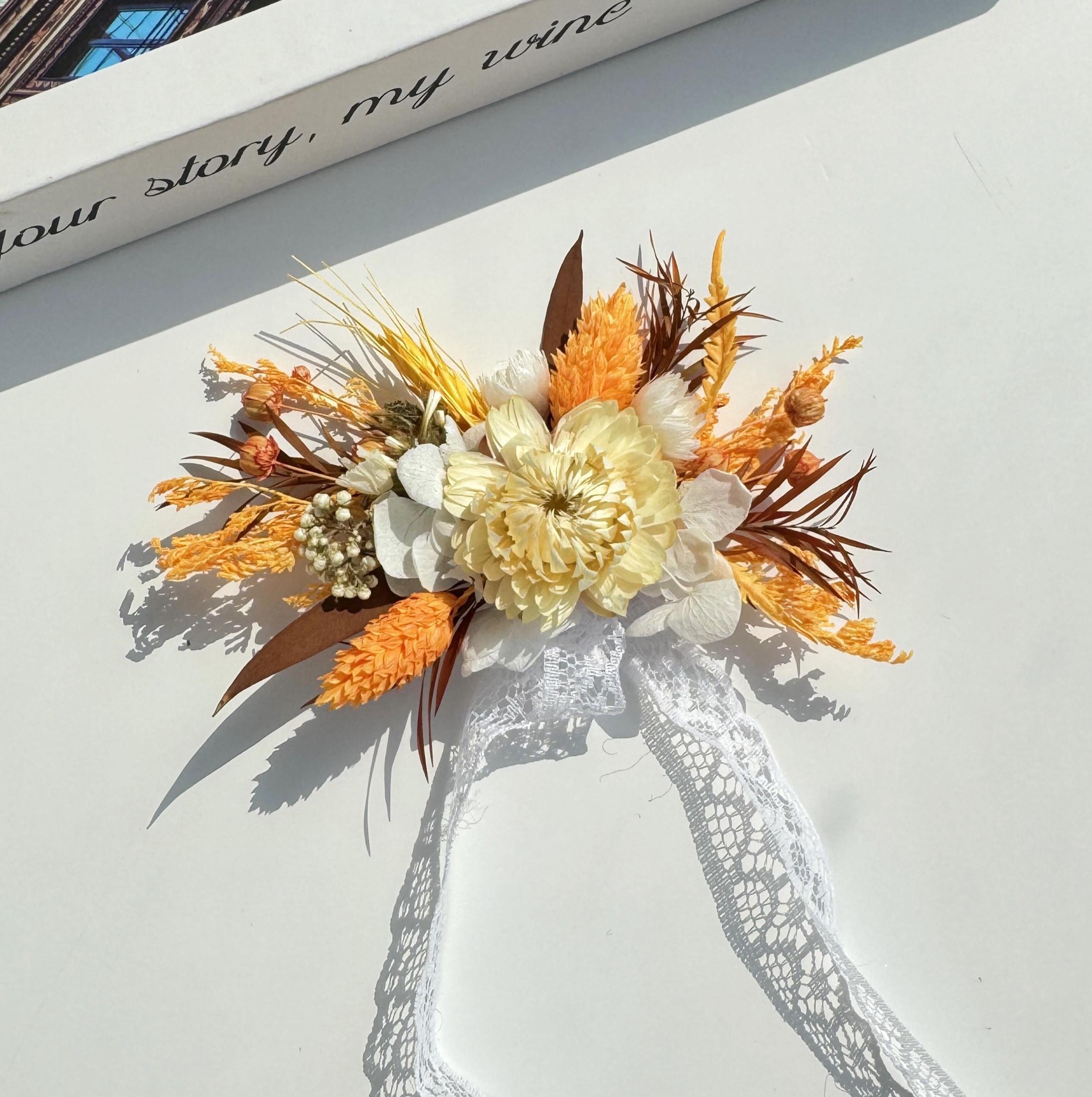 Rustic Dried Flower Wrist Corsage: Boho Wedding Accessory - Etsy