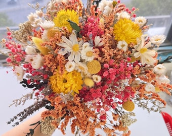 Ramo rústico hecho a mano de flores secas, decoración para bodas