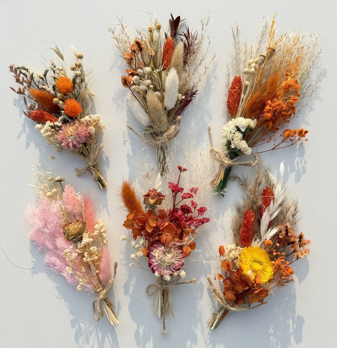 Natural Mini Dried Flower Bouquet Wedding Boutonnières,small Dried Flower Bouquet,boho Decor