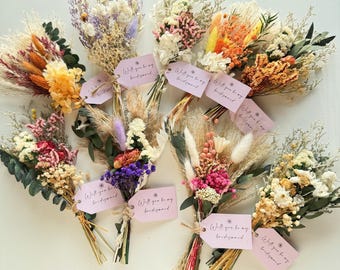 Mini ramo de flores secas: propuesta de dama de honor bohemia, ¿Quieres ser mi dama de honor?, regalos hechos a mano