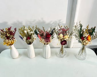 Bohemian Mini Dried Flower Bouquet, Small Vase Arrangement, Wedding Centrepieces, Bridal Party Gifts