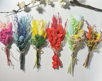 Small Dried Flower Bouquet: Colorful Floral Arrangement, Letterbox Gift