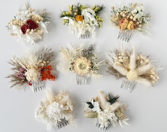 Peineta de flores secas estilo bohemio: accesorio para novias.
