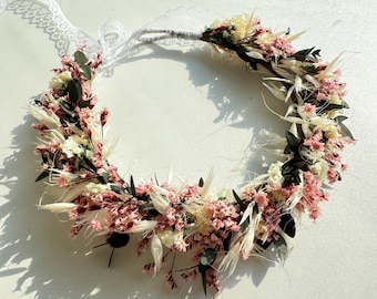 Dried Flower Hair Crown, Rustic Wedding Bridal Headpiece