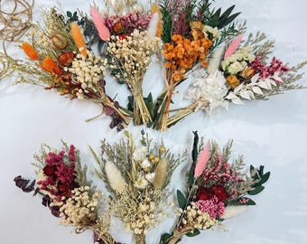 Ramo de flores secas naturales en miniatura, ideal para dama de honor, decoración bohemia para bodas y regalos para buzones.