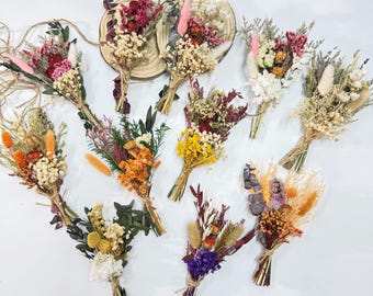 Mini brudtärnebukett med torkade blommor, bohemiska bröllopspresenter, väggdekoration för hemmet, liten brevlådeblomma