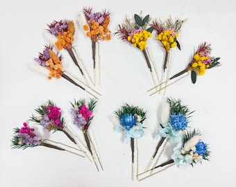 Horquillas pequeñas con flores secas, tocados para damas de honor, novias, graduaciones y fiestas, accesorios para el cabello de boda.