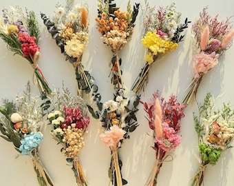 Mini ramo de flores secas: decoración de boda bohemia, propuesta de dama de honor