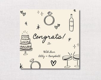 Personalisierter Geschenkanhänger für Hochzeiten, quadratischer Anhänger 2,75 x 2,75 "für Geschenke, Name, Familienname