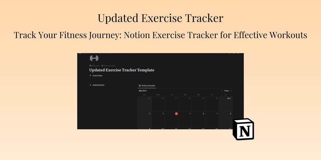 Updated Exercise Tracker Template Notion Easy Meal Tracker Etsy