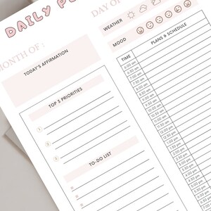 Daily Planner Printable Habit Tracker Spreadsheet Digital - Etsy