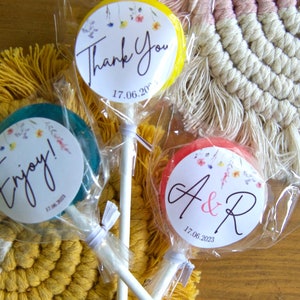 Personalised Lollies/Lollipops/Lolly Pops | Custom Wildflower Wedding Save The Date Thank You Favours