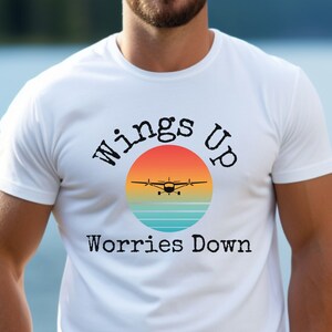 WingsUpWorriesDown, pilot shirt, gift for pilot, gift for him, gift for her, aviator shirt, aviation shirt