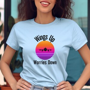 WingsUpWorriesDown2, pilot shirt, gift for pilot, gift for him, gift for her, aviator shirt, aviation shirt