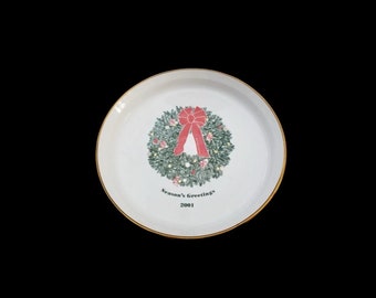 Corning Ware 2001 CHRISTMAS Tree Seasons Greetings Gold Rim F-3-B - Martinsburg