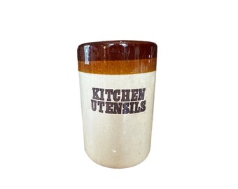 Support pour ustensiles de cuisine, boîte de rangement vintage en céramique des années 1970