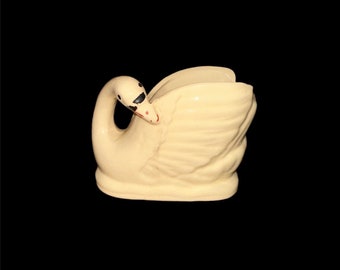 Vintage 1950’s Ceramic Swan Planter MCM 4” x 6”