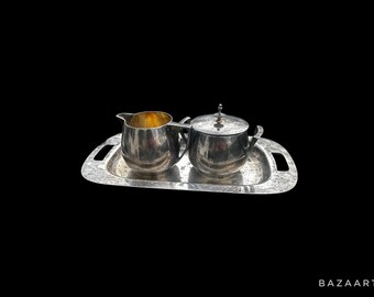 Antique DERBY S P Co Silver Sugar, Creamer, & Tray Set 1140