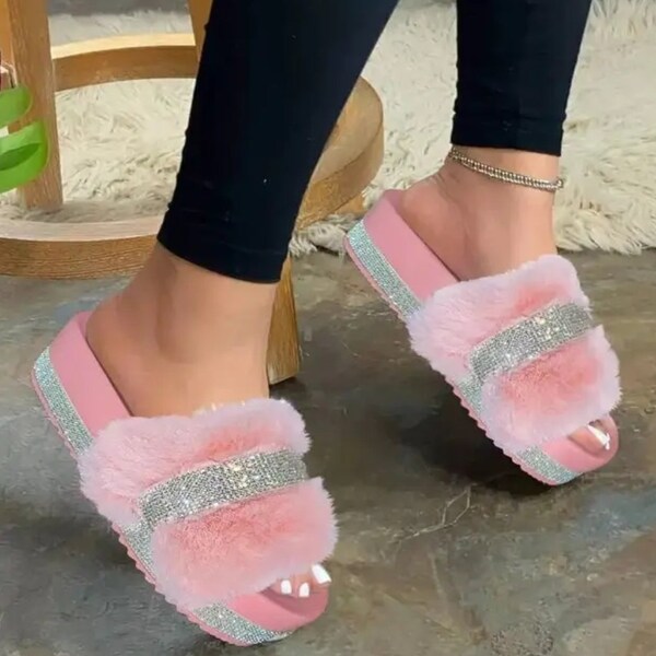 designer fur slides
