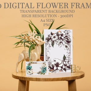 20 prachtige digitale fotolijsten | Perfecte etiketten | Bloemenlijsten | 20 unieke ontwerpen | Direct downloaden PNG | Clipartframes | Clipart-randen