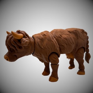 3D Poseable, shaggy Highland Cow Collectible Figurine- Unique collectible gift for Farmer, animal lover