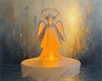 Angel LED Tea Light Holder; Religious Home decor; Sympathy Angel Gift