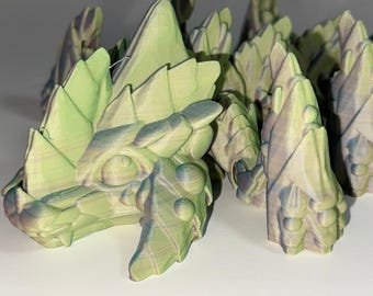 Green/Blue Dune Stryker Figurine – 3D Printed Fantasy Creature- Articulated Baby Dragon