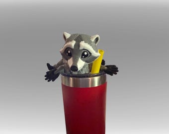 Realistic Poseable Raccoon Figurine, 3D Decor Item, Forest Animal Gift, Racoon Figurine Unique Collectible