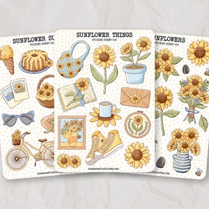 Sunflowers Sticker Bundle | Journal Stickers, Planner Stickers | Yellow, Summer, Floral | Sticker Pack, Sticker Set