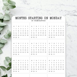 Månader som börjar på måndag | Planer Essentials, Kalender, Månadslogg