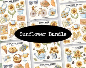 Aufkleber Set - Sonnenblumen | Journal & Planner Stickers | 3 Sticker Bögen