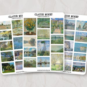 Pacchetto adesivi Claude Monet / Adesivi per diario, Adesivi per planner / Adesivi artistici, Confezione adesivi, Set adesivi, Belle arti, Regalo