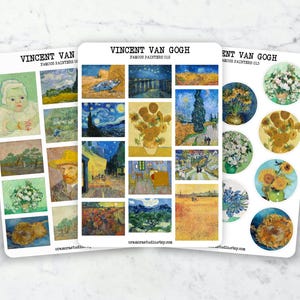 Vincent Van Gogh Sticker Bundle | Journal Stickers, Planner Stickers | Art Stickers, Sticker Pack, Sticker Set, Fine Art, Gift, Sunflowers