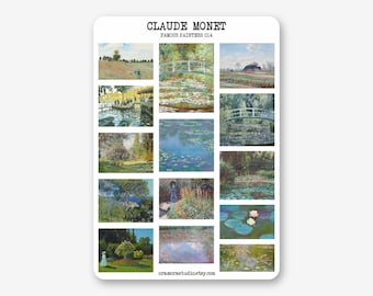 Sticker Bogen - Claude Monet | Journal & Planner Stickers | Impressionismus, Berühmte Maler