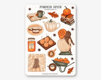 Sticker Sheet - Pumpkin Spice | Journal & Planner Stickers | Fall, Autumn, Cosy