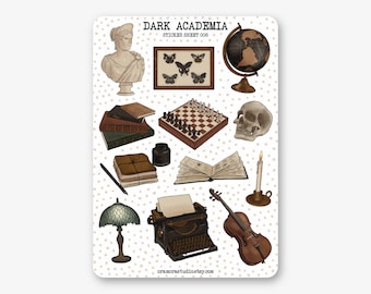 Sticker Sheet - Dark Academia | Journal & Planner Stickers | Study, University